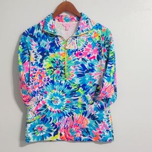 Lilly Pulitzer Skipper Popover Dive In Print 1/4 Zip Size XS